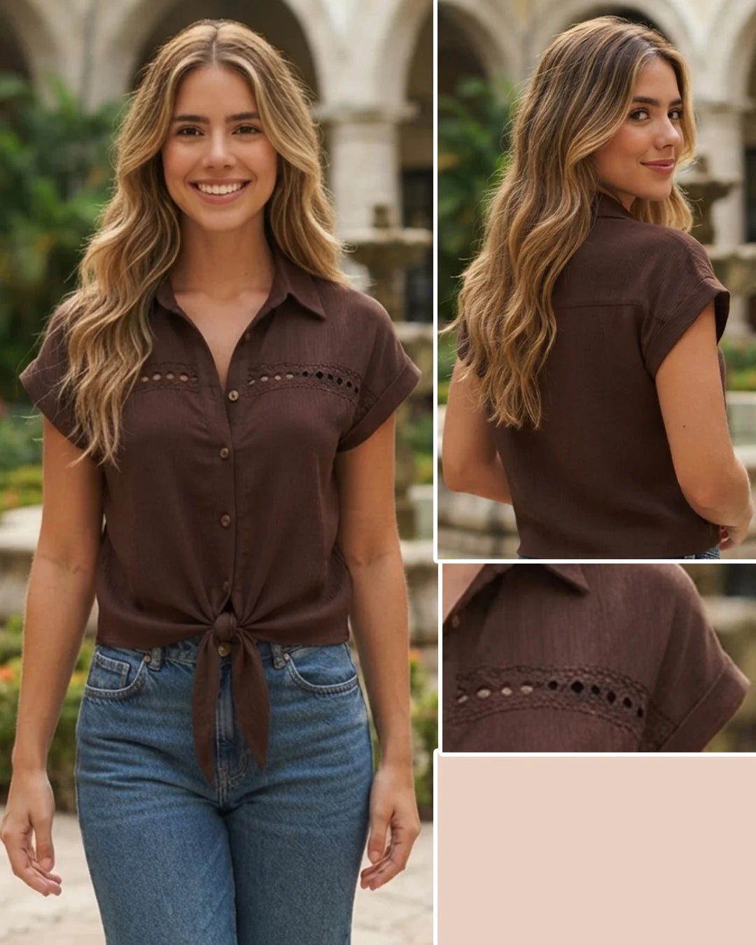 CHOCOLATE - camisera-corta-manga-sisa-con-tira-amarre-en-frente-chocolate
