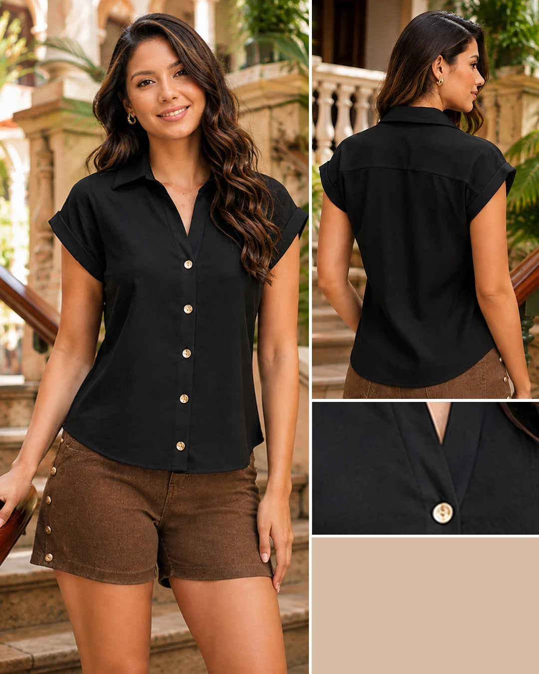 NEGRO - camisera-corta-manga-sisa-negro