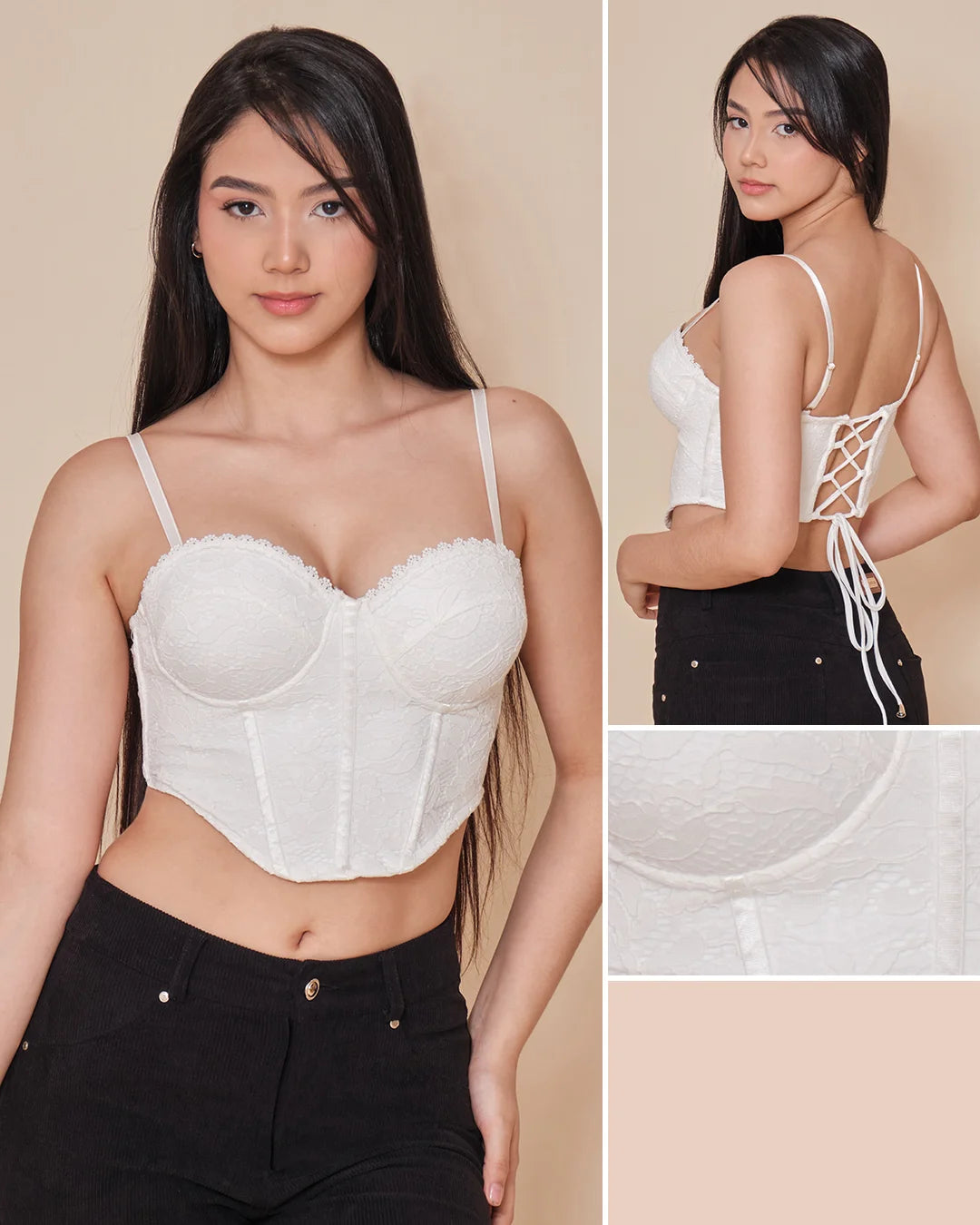 MARFIL - corset-corto-estraple-con-copa-varilla-tela-blonda-marfil
