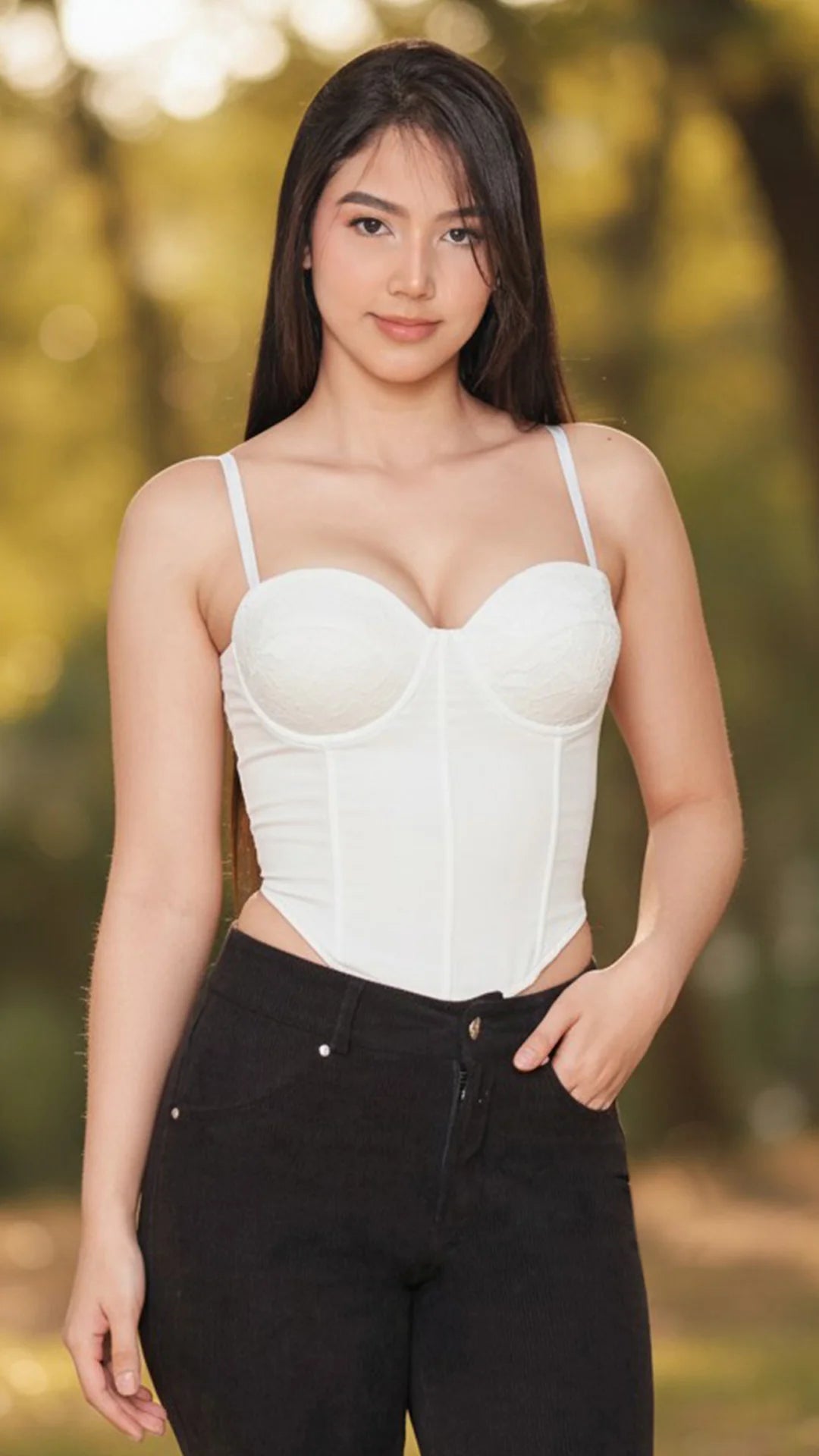 MARFIL - corset-estraple-corto-con-tira-brassier-remache-en-espalda-marfil