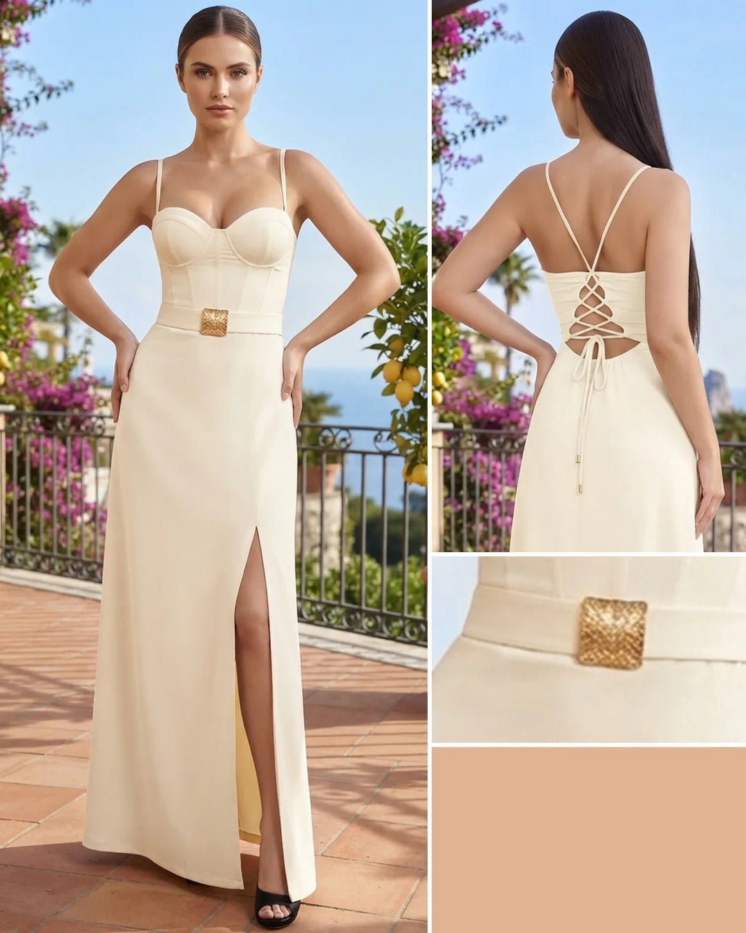 MARFIL - vestido-corset-estraple-con-copa-falda-larga-con-abertura-en-costado-marfil