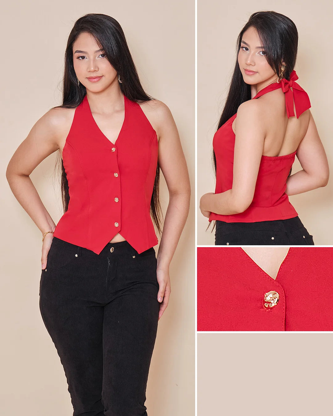 ROJO - blusa-estraple-larga-con-amarre-en-cuello-rojo