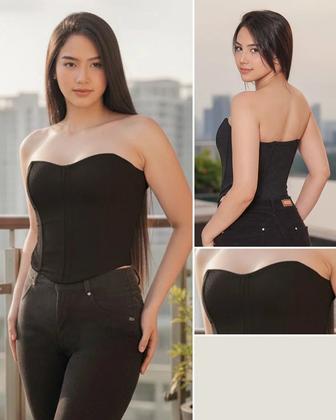 NEGRO - corset-estraple-con-varillas-tela-tuner-bengaina-blusera-negro