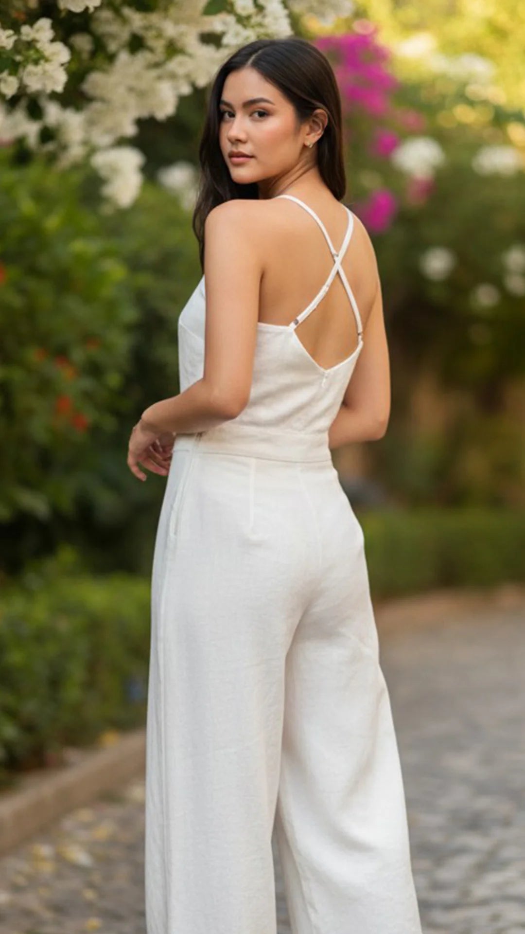 BEIGE - enterizo-blusa-de-tiras-pantalon-largo-beige