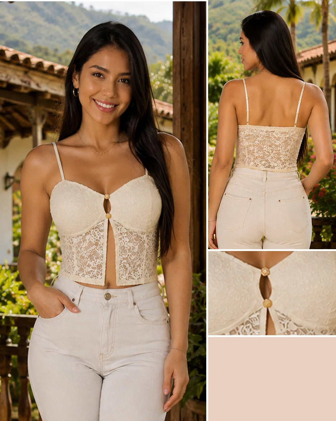 MARFIL - blusa-estraple-corta-con-copa-en-tela-de-blonda-marfil