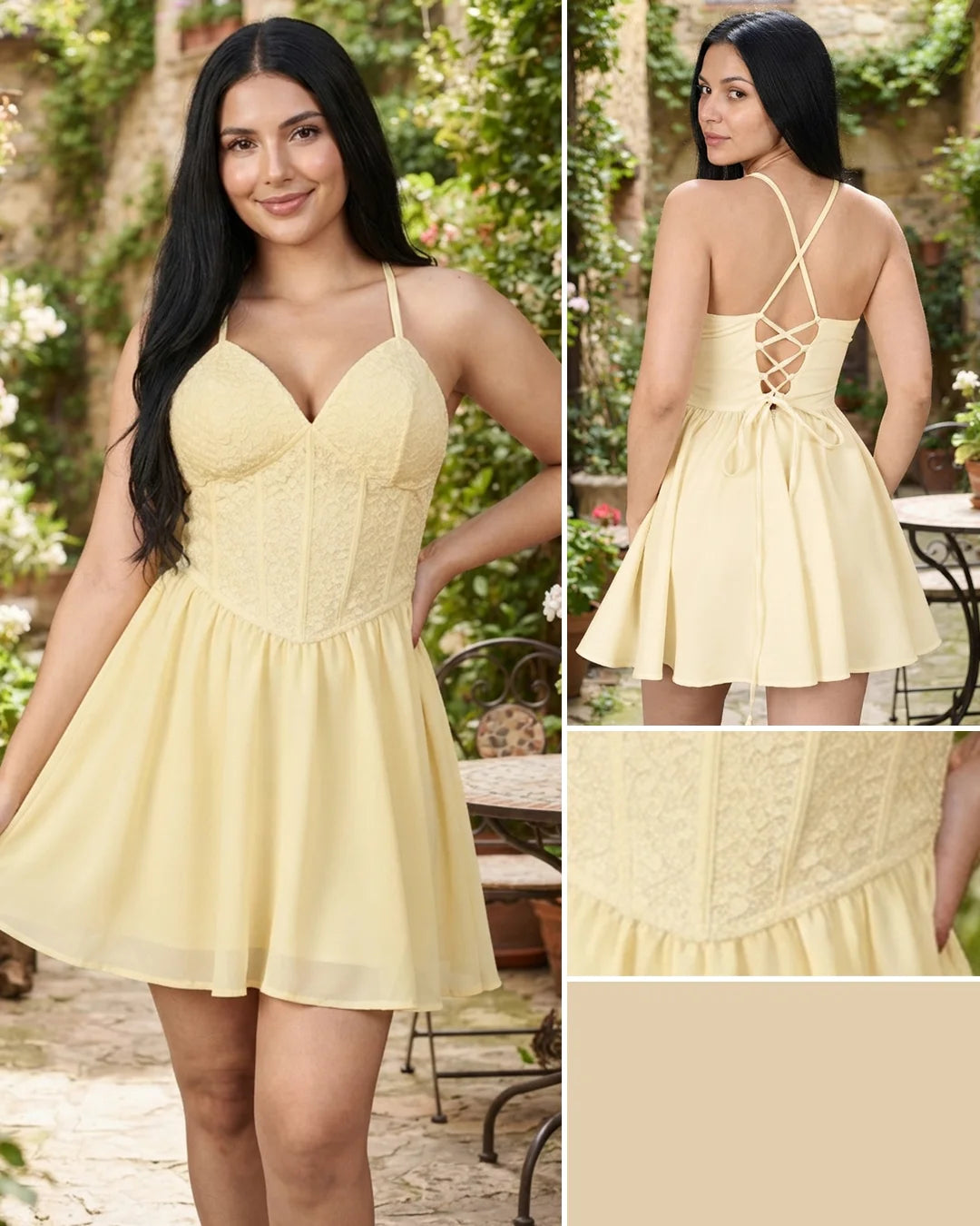 CREMA - vestido-crop-top-de-tiras-con-copas-falda-corta-con-bolero-en-ruedo-crema