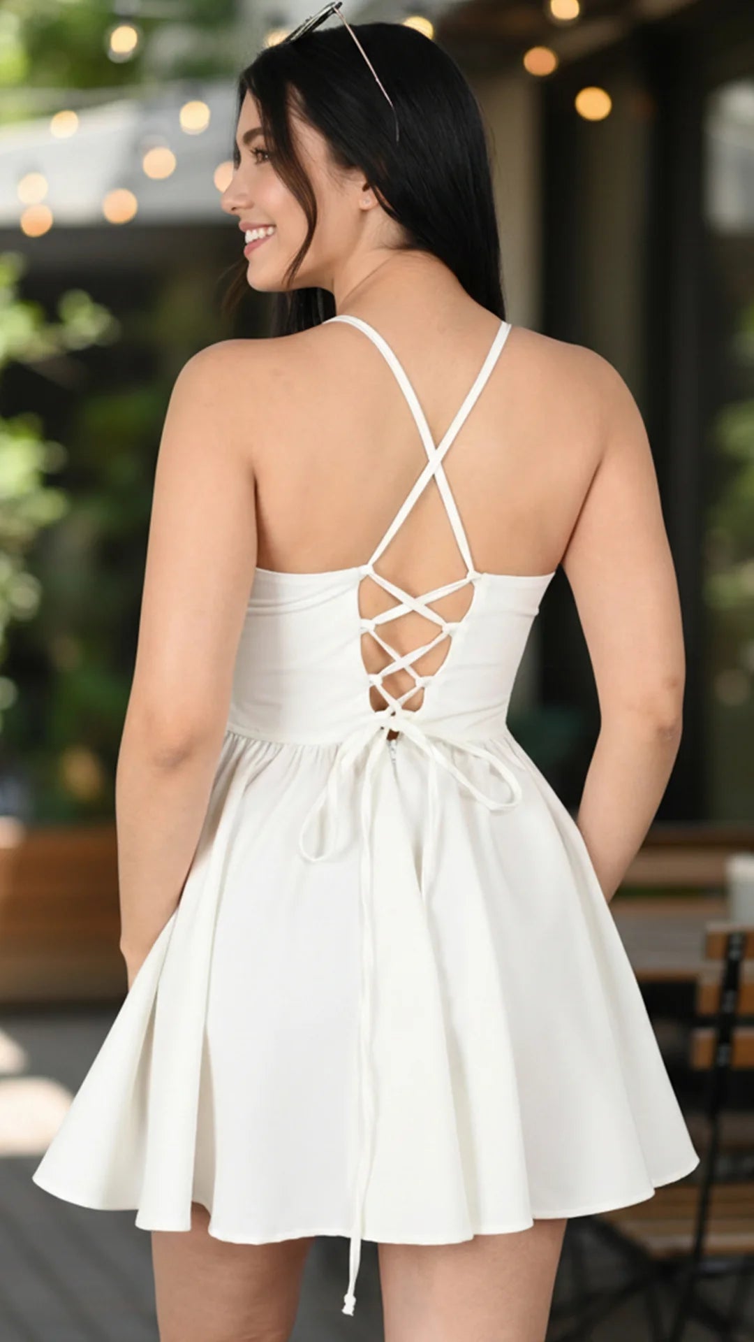 MARFIL - vestido-crop-top-de-tiras-con-copas-falda-corta-con-bolero-en-ruedo-marfil