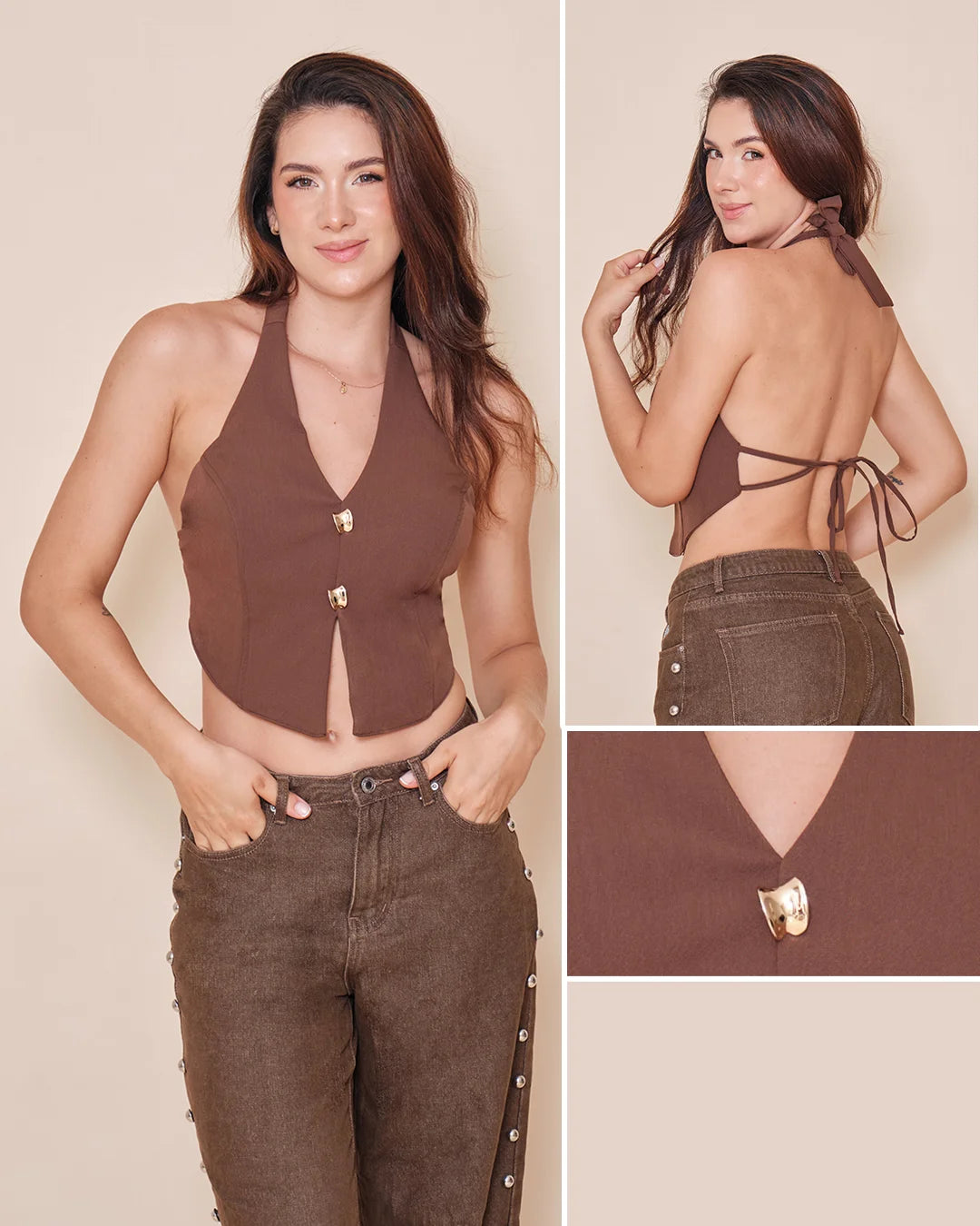 CAFÉ - blusa-corta-con-amarre-en-cuello-copa-cafe