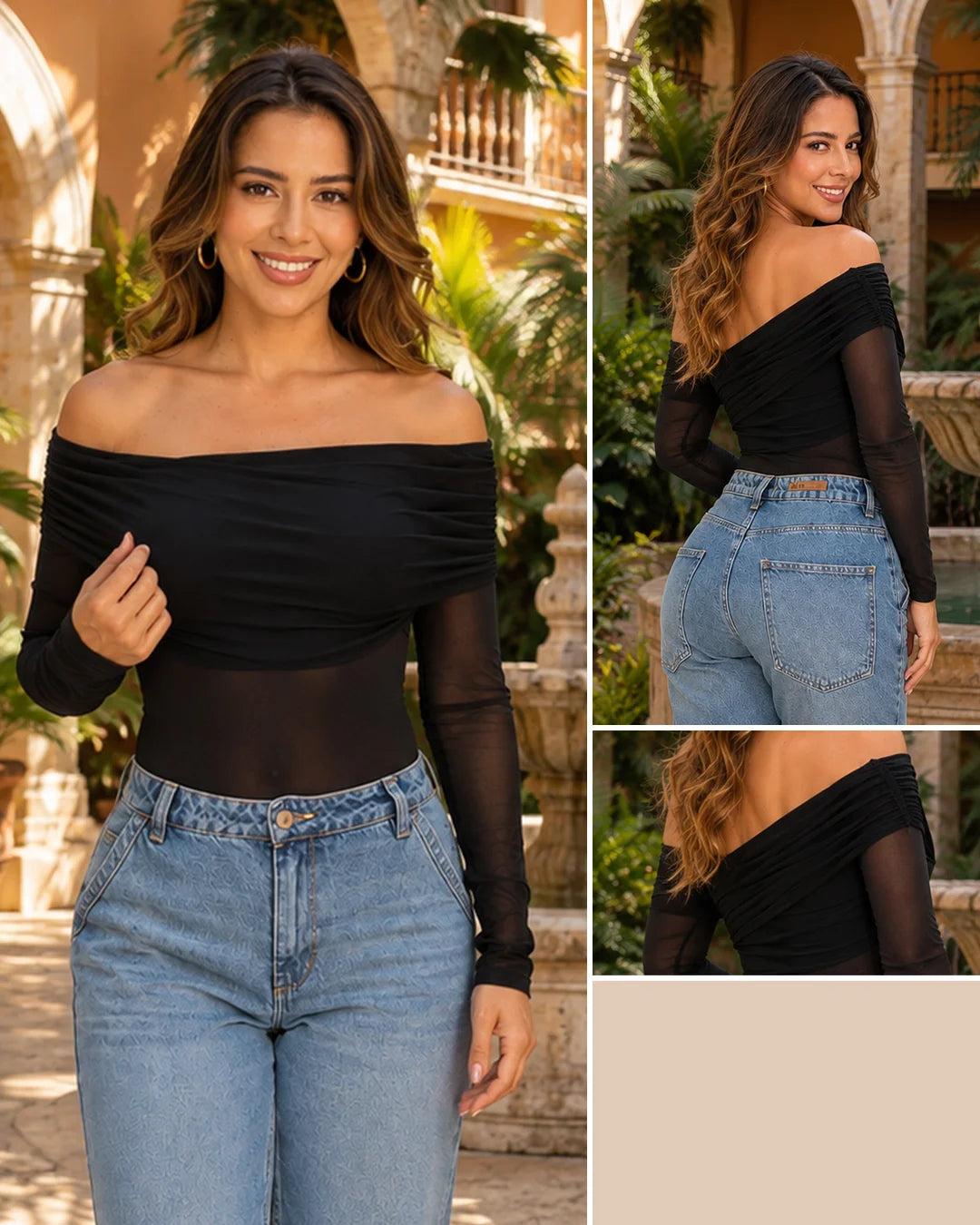 NEGRO - body-manga-larga-tela-mallatex-platino-negro