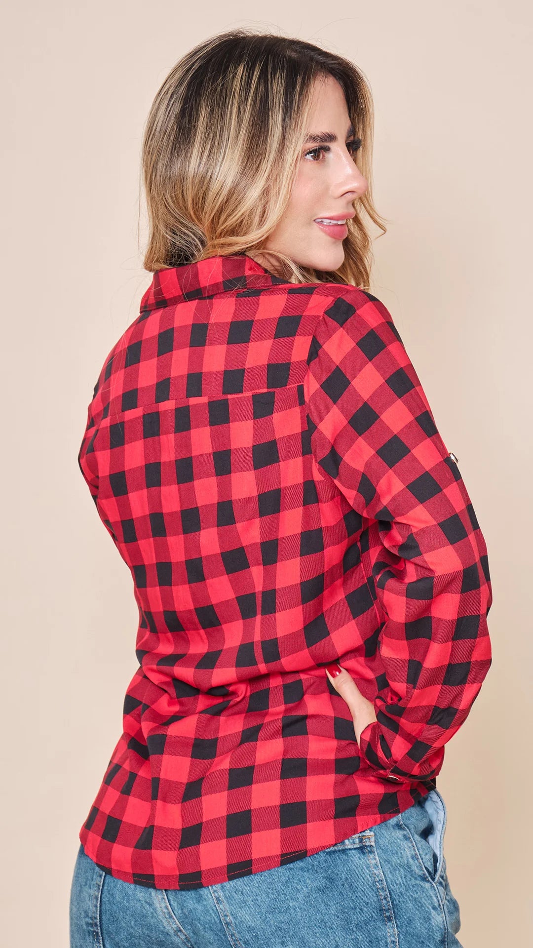 ROJO NEGRO - camisera-corta-con-manga-larga-charretera-rojo-negro