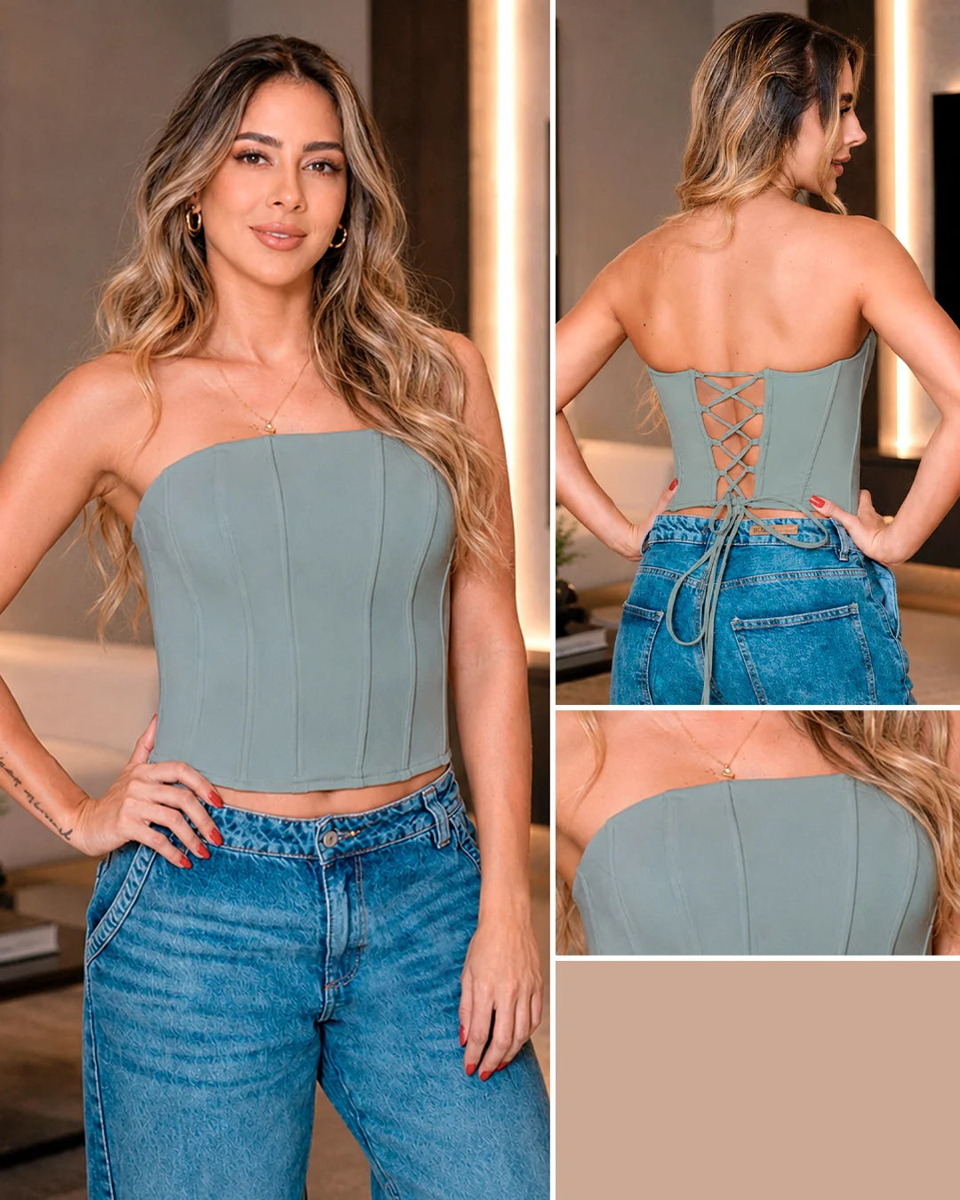 VERDE - corset-estraple-con-ojaletes-en-espalda-verde