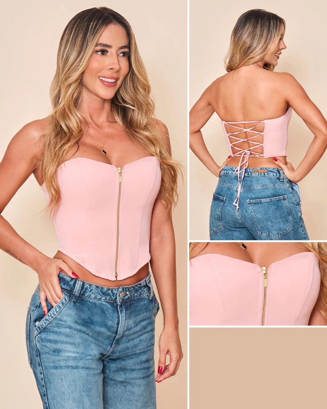 ROSA - corset-estraple-con-varillas-y-cierre-en-frente-remaches-en-espalda-rosa