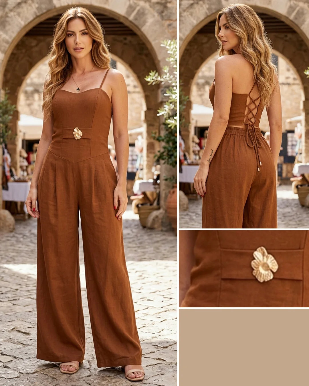 CAFÉ - conjunto-corset-estraple-con-varillas-pantalon-largo-con-bolsillos-cafe