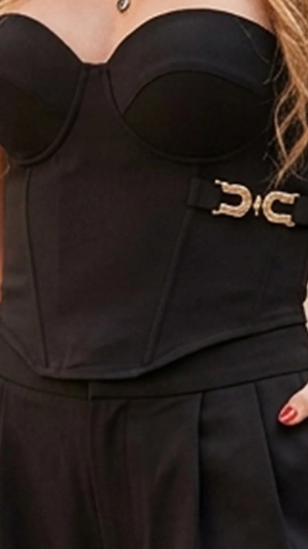 NEGRO - conjunto-corset-estraple-con-copa-y-varillas-pantalon-con-bolsillos-negro