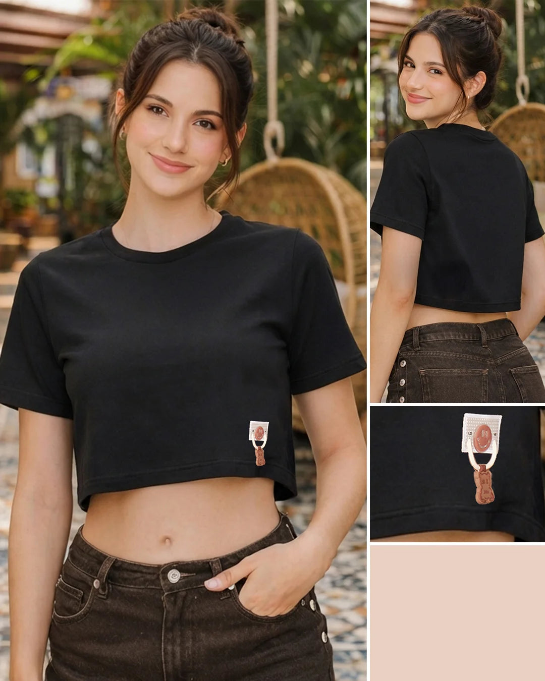NEGRO - blusa-basica-con-aplique-tela-cotton-especial-negro