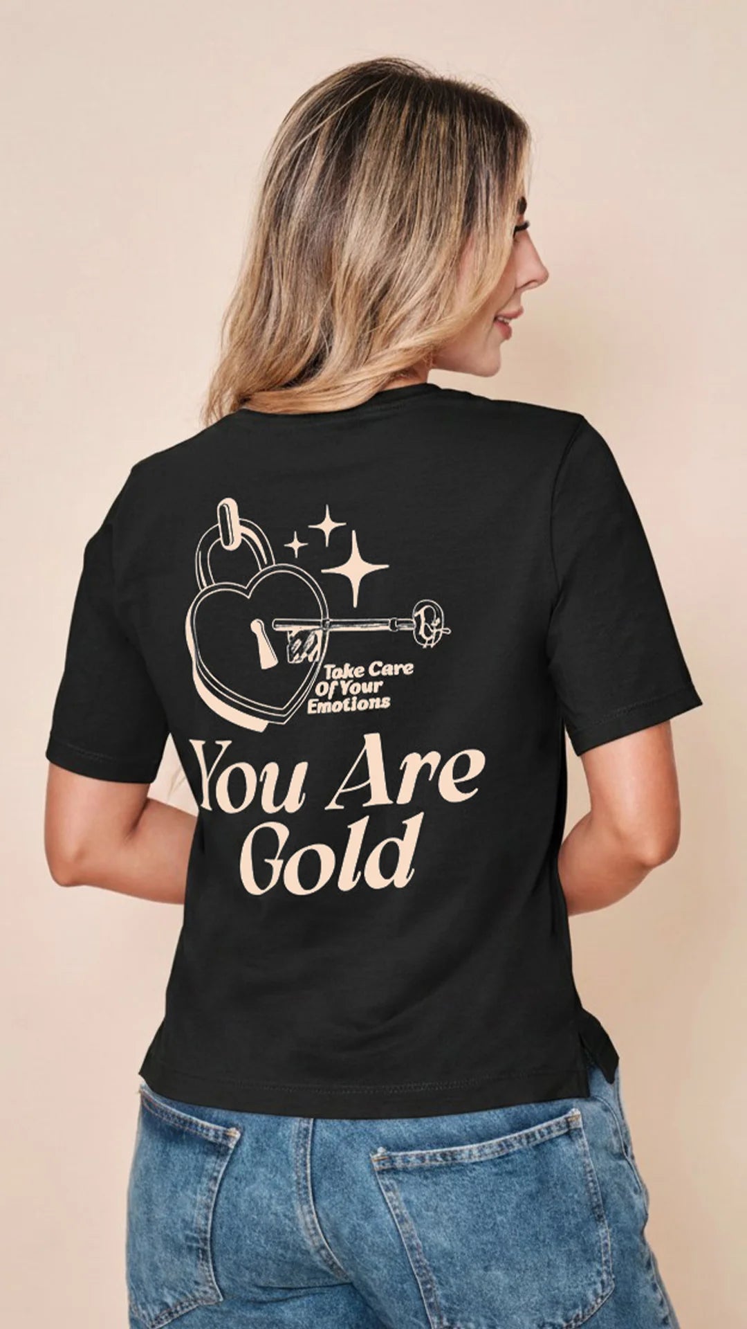 NEGRO - blusa-con-abertura-en-costado-dobladillo-ancho-estampado-sobre-tela-fria-negro